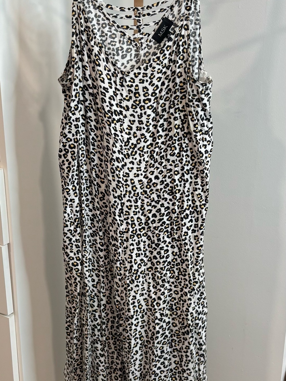 MSK Black & White Leopard-Print wide legged Pant